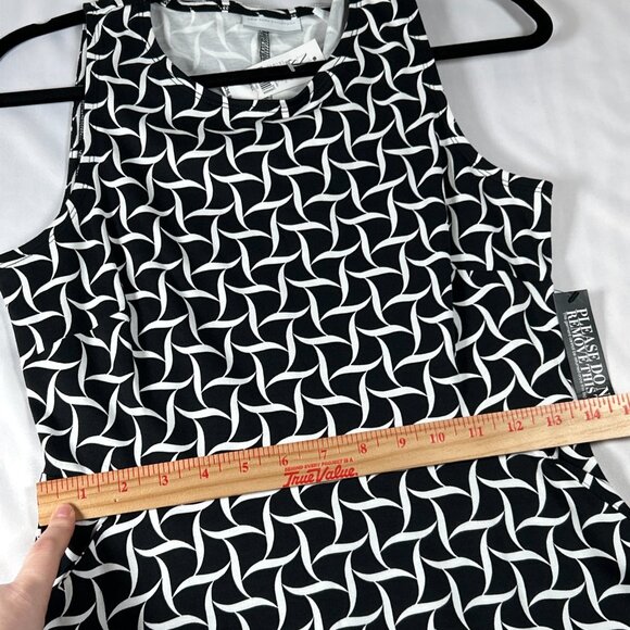 New York & Co Small Sleeveless Midi A Line Dress With Pockets Black White NWT - Picture 9 of 12
